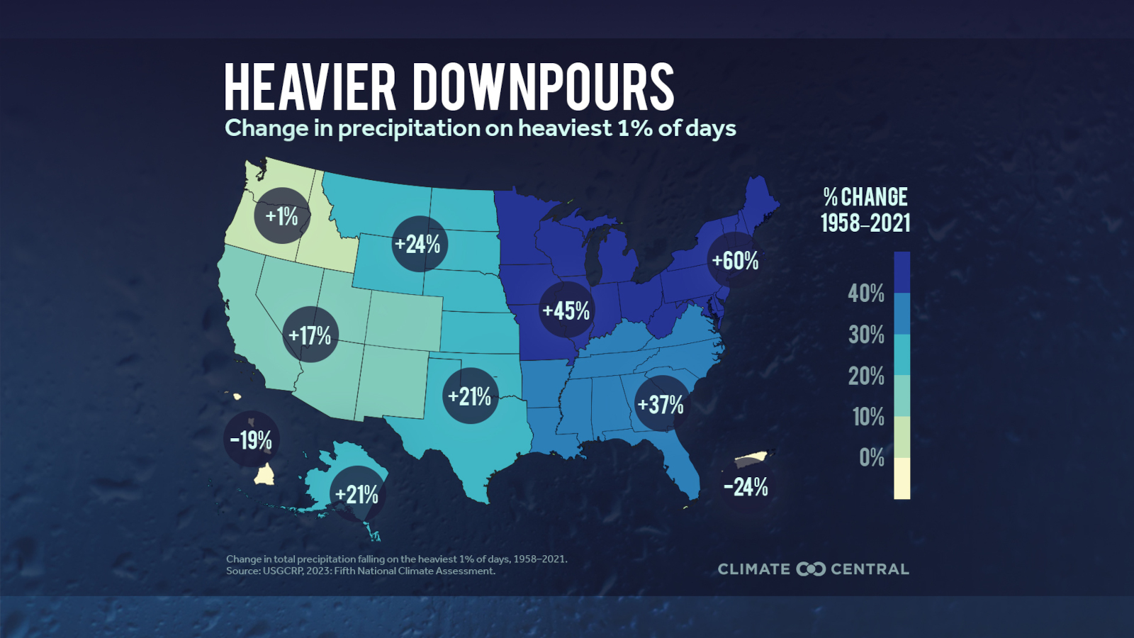2024 Heavier Downpours in US Map